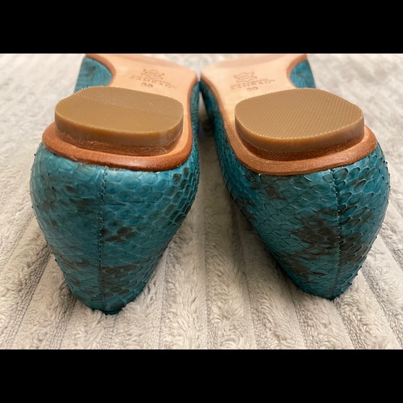 SAMBAG Blue Snake Embossed Leather Sz 39 - Picture 4 of 5